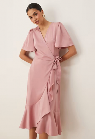 YAS satin wrap midi dress...