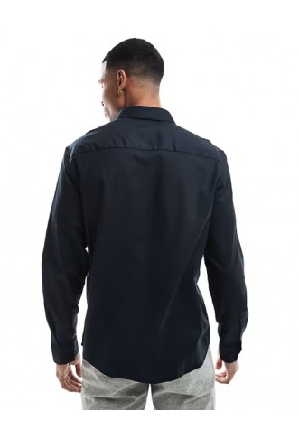 ASOS DESIGN formal easy iron twill regular shirt in black