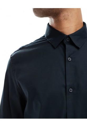 ASOS DESIGN formal easy iron twill regular shirt in black