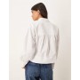 ASOS DESIGN gathered shirt with shoulder pads in white