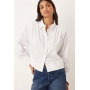 ASOS DESIGN gathered shirt with shoulder pads in white