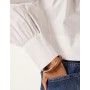 ASOS DESIGN gathered shirt with shoulder pads in white