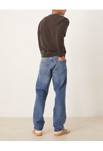 ARKET Ocean loose straight leg jeans in mid washed blue