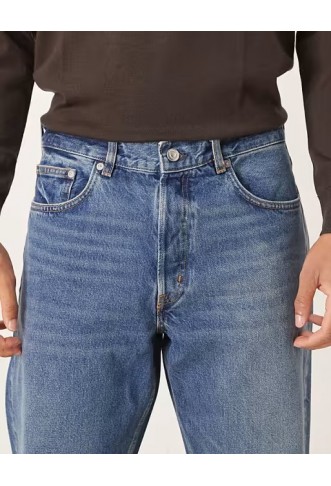 ARKET Ocean loose straight leg jeans in mid washed blue