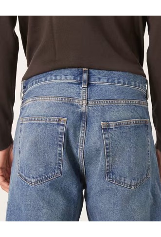 ARKET Ocean loose straight leg jeans in mid washed blue