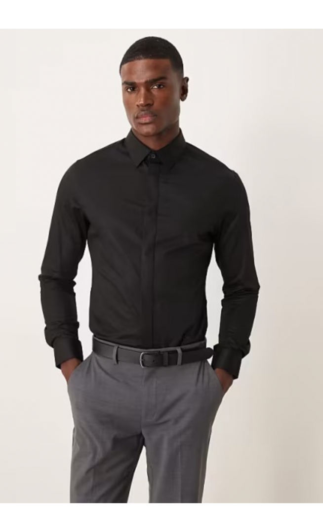 ASOS DESIGN easy iron slim fit sateen shirt