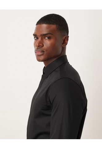 ASOS DESIGN easy iron slim fit sateen shirt