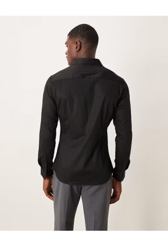 ASOS DESIGN easy iron slim fit sateen shirt