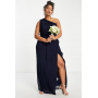 Yaura Plus Bridesmaid drape one shoulder maxi dress