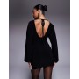 ASOS DESIGN long sleeve with tie open back mini dress