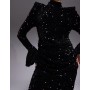 ASOS LUXE velvet sequin maxi dress with drape waist