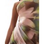 ASOS DESIGN bandeau midi dress with drape mesh bodice