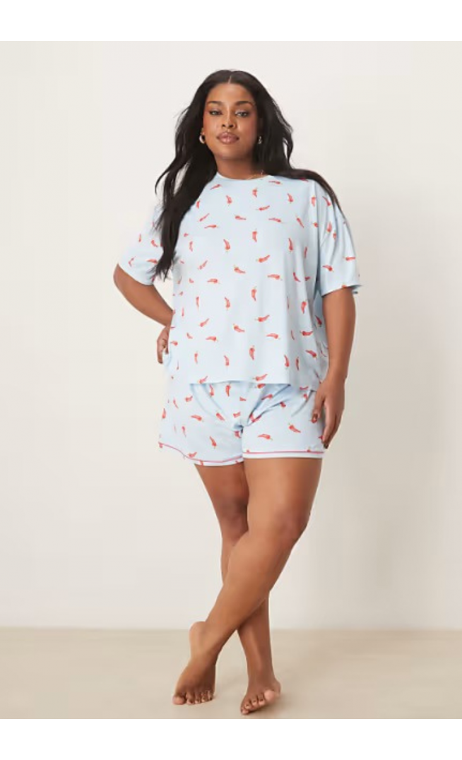 Urban Threads Curve oversized pyjama top and shorts