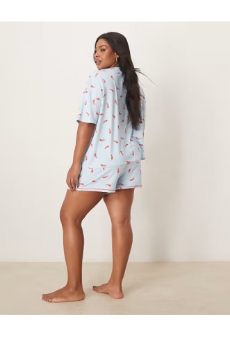 Urban Threads Curve oversized pyjama top and shorts