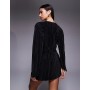 ASOS DESIGN plisse tie detail mini dress in black