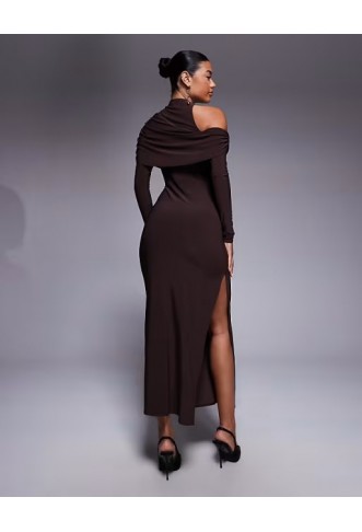 ASOS DESIGN high neck aysm cold shoulder midi dress