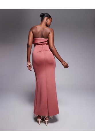 ASOS DESIGN bandeau midi dress with twisted front detailing midi dress