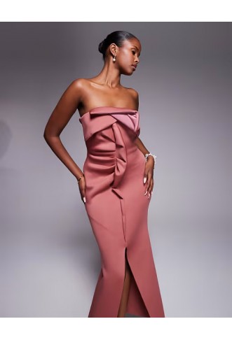 ASOS DESIGN bandeau midi dress with twisted front detailing midi dress