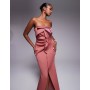 ASOS DESIGN bandeau midi dress with twisted front detailing midi dress