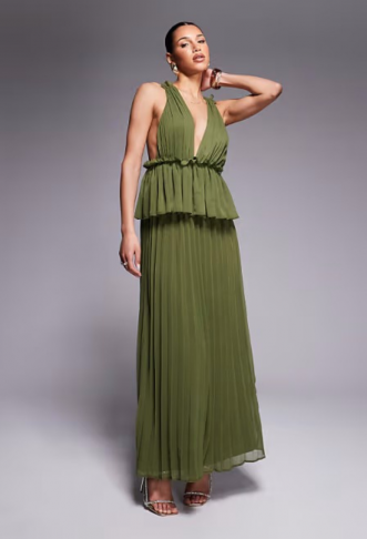 ASOS DESIGN pleated plunge...