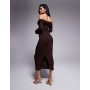 ASOS DESIGN off shoulder twist midi dress with long sleeves