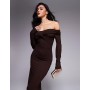 ASOS DESIGN off shoulder twist midi dress with long sleeves