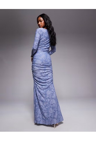 ASOS DESIGN devore long sleeve ruched maxi dress