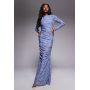 ASOS DESIGN devore long sleeve ruched maxi dress