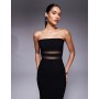 Vesper bengaline bandeau mesh panel detail maxi dress