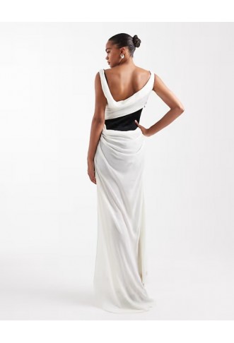 ASOS DESIGN drape maxi dress with contrast bonded