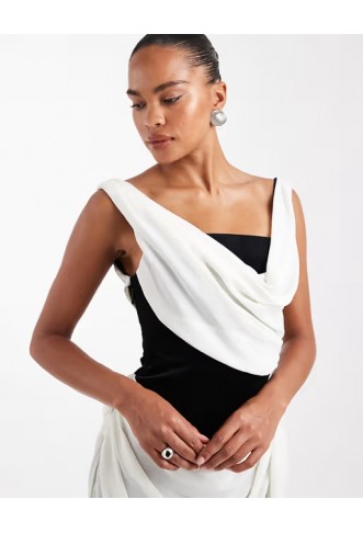 ASOS DESIGN drape maxi dress with contrast bonded