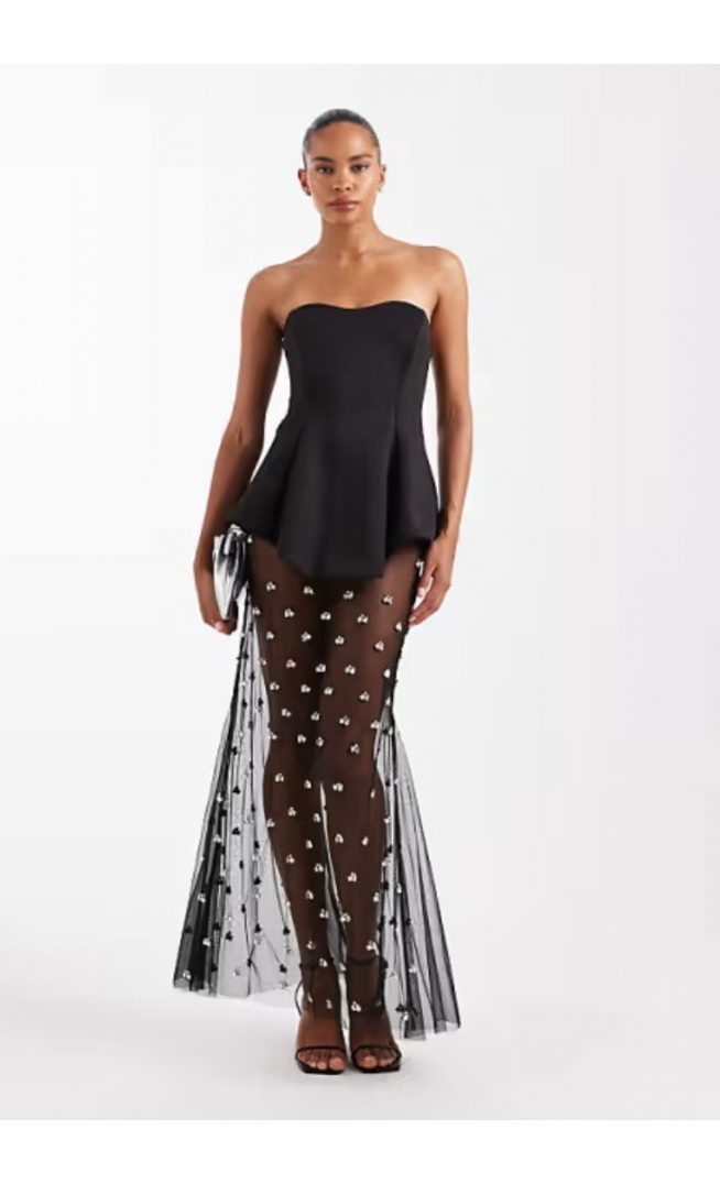 ASOS DESIGN Premium moulded dress with embellished maxi skirt