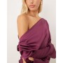 ASOS DESIGN satin drape long sleeve off shoulder mini dress