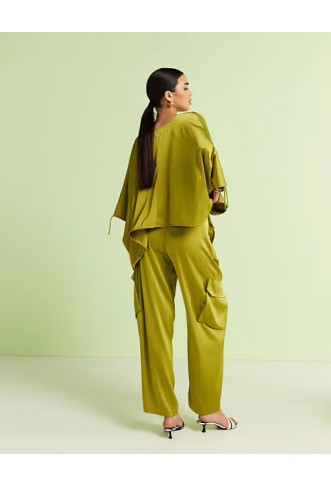 ASOS DESIGN satin utility barrel trousers