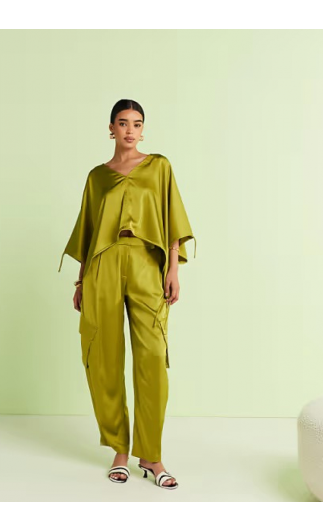 ASOS DESIGN satin utility barrel trousers