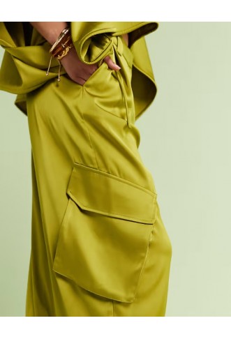 ASOS DESIGN satin utility barrel trousers