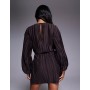 ASOS DESIGN plisse blouson sleeve and waist mini dress