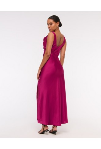Abercrombie & Fitch cowl neck draped maxi dress in sangria