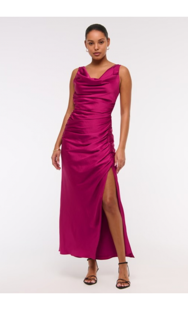 Abercrombie & Fitch cowl neck draped maxi dress in sangria