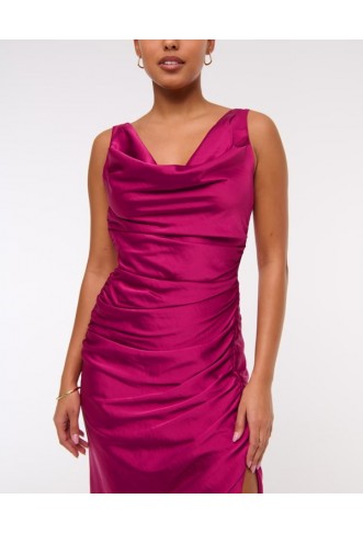 Abercrombie & Fitch cowl neck draped maxi dress in sangria