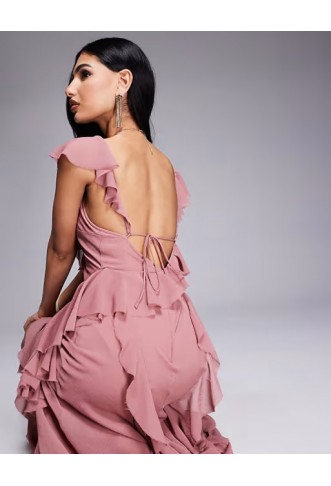 ASOS DESIGN ruffle bias maxi dress