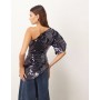 ARRANGE sculptural one shoulder sequin top