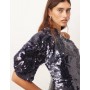 ARRANGE sculptural one shoulder sequin top
