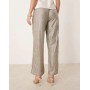 JDY Petite ribbed wide leg trousers in silver