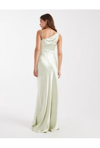 Six Stories Bridesmaid asymmetric cowl satin maxi dress