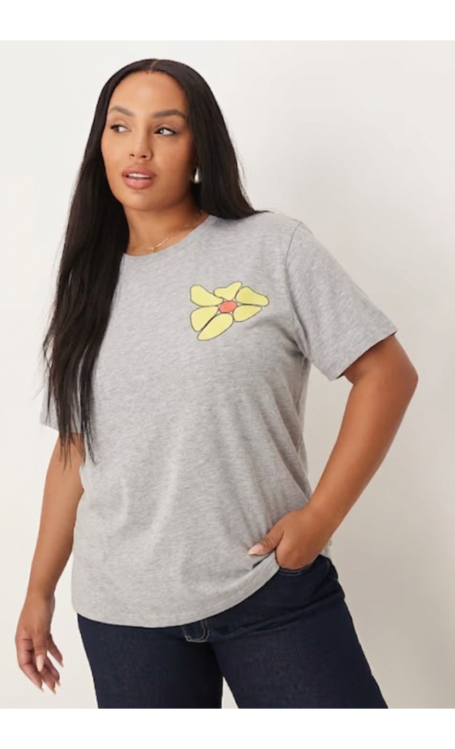 ASOS DESIGN Curve regular fit t-shirt with flower market art graphic