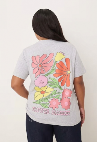 ASOS DESIGN Curve regular fit t-shirt with flower market art graphic