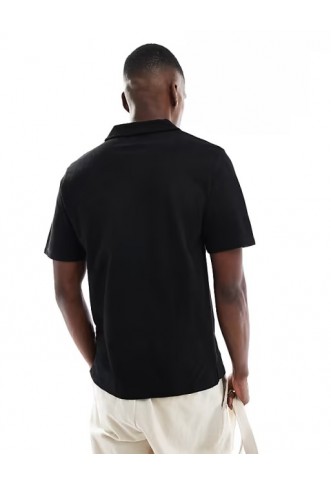 Jack & Jones ribbed polo in black