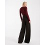 ONLY Tall side stripe wide leg trouser in chocolate