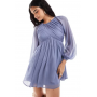ASOS DESIGN raglan sleeve wafty mini dress with open back